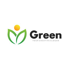 Healthy Life Logo, Green Care Logo, Community, Growth Logo Design Vector