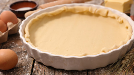 raw dough for tart, cake, pie- recipe with ingredient