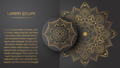 Circle pattern petal flower of mandala with vintage design,Vector floral mandala pattern unique design with old yellow background,Hand drawn pattern