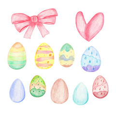 Easter eggs watercolor.Hand Drawn watercolor illustration.Isolated on a white background.