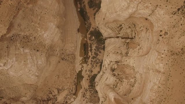 Top aerial view of Ein Avdat canyon and Negev Desert. Israel. DJI-0208-02