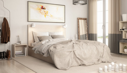 Contemporary Bedroom Arrangement - 3d visualization