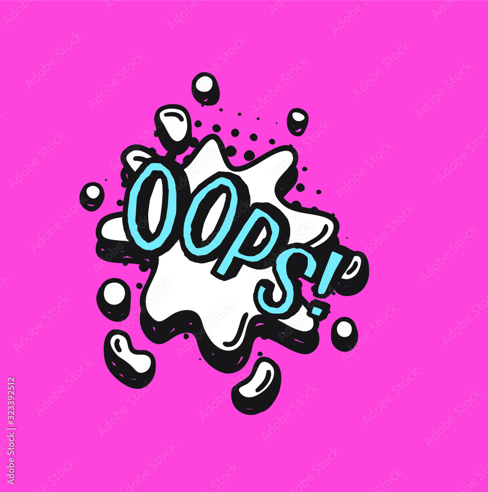 Poster hand drawn speech bubble with text on pink background and halftone. vector pop art object and word. 