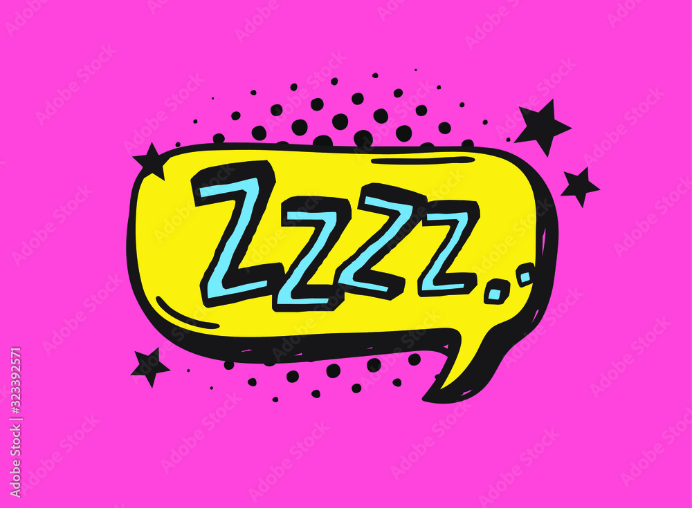Poster hand drawn speech bubble with text on pink background and halftone. vector pop art object and word. 