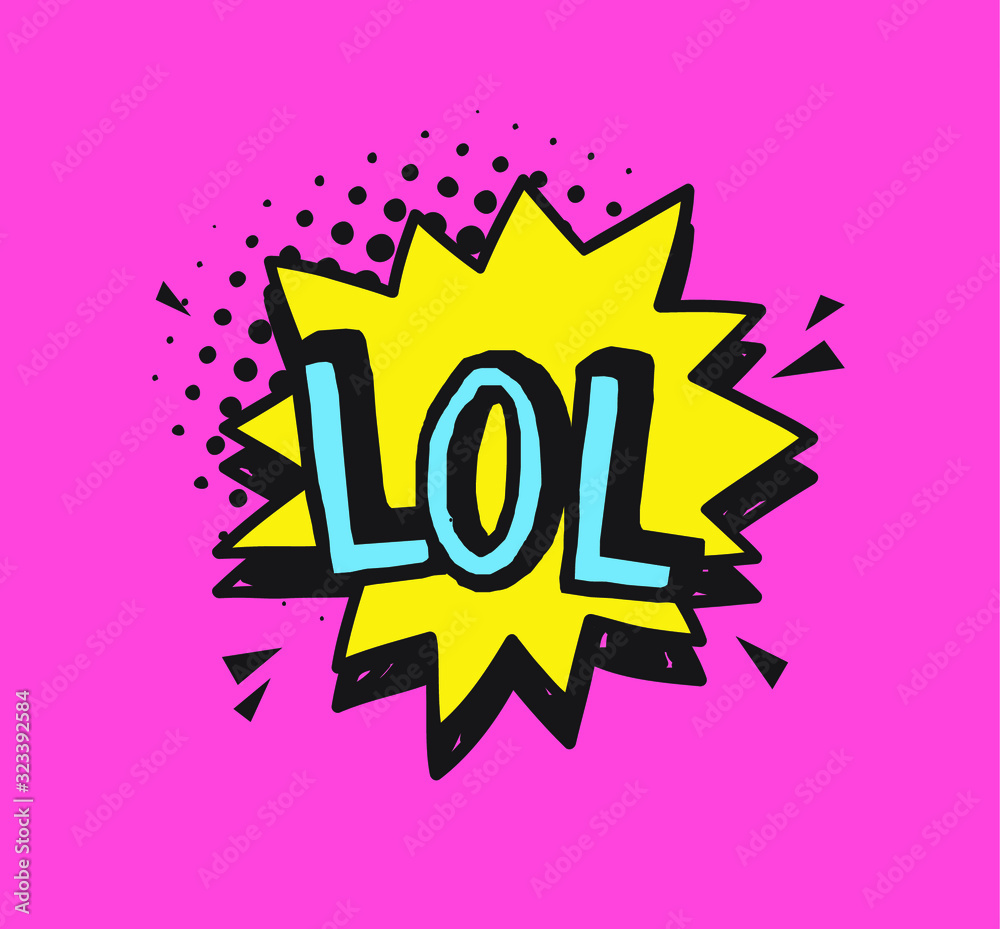 Poster hand drawn speech bubble with text on pink background and halftone. vector pop art object and word. 