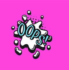 Hand drawn speech bubble with text on pink background and halftone. Vector pop art object and word. Doodle element for dialog or comic