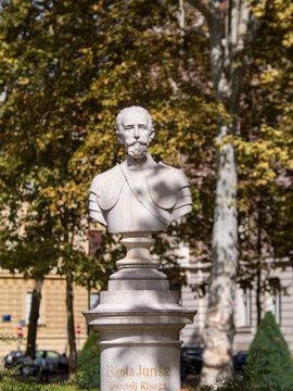 Bust of Nikola Jurisic in Zrinjevac Park in City center of Zagreb, Croatia