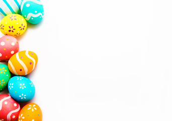 Fototapeta na wymiar Perfect colorful handmade painted easter eggs isolated