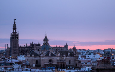 Fototapeta na wymiar The Seville Skyline at Night