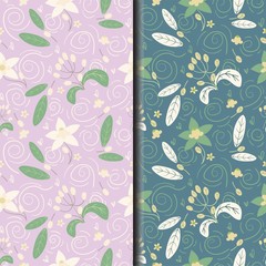 variety flower and leave seamless pattern