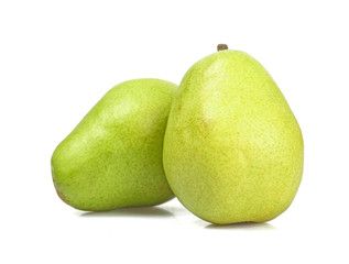 Fresh green pear isolated on white background.