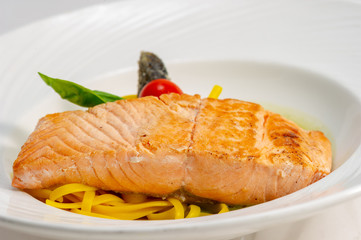 Italian Pasta with Salmon, noodles.