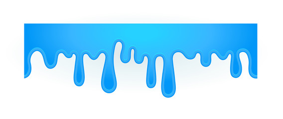 Dripping Blue Slime Border for Banner Decoration, Seamless Design Element Isolated on White Background, Falling Syrup Drops Dribble Down, Sticky Radioactive Toxic Liquid Cartoon Vector Illustration