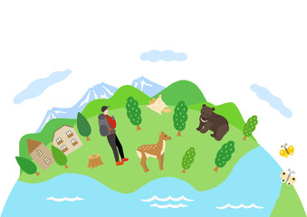 山と自然　動物