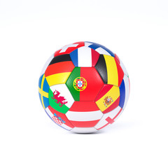 Obraz premium Football decorated with national flags of teams