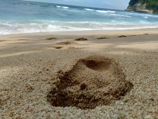 Photo of human footprint (footmark) on the tropical beach