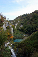 Fototapeta na wymiar Plitvice Lakes National Park, Jezera, Croatia - 30 September 2019