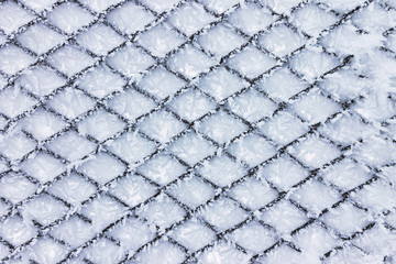 Frozen Wire Fence Background - Frost on Wires Winter Background