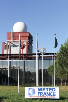 Merignac, France - June 5, 2017: Station and building of meteo France in Merignac near Bordeaux. Meteo France is the French national meteorological service