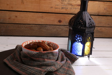 Moroccan dates in color background