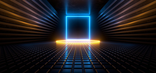 Beautiful composition of white neon lights on a black background. 3d rendering image.