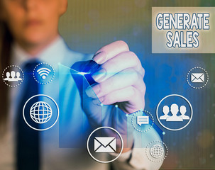 Word writing text Generate Sales. Business photo showcasing process of making contact and detail...