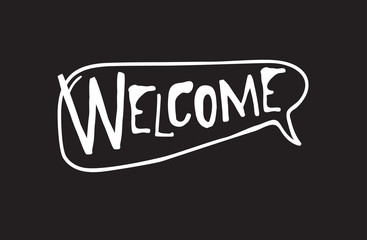 Hand drawn speech bubble with text on black chalk board  background. Vector pop art object and word. Doodle element for dialog or comic