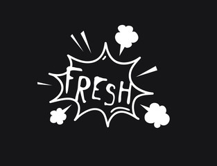Hand drawn speech bubble with text on black chalk board  background. Vector pop art object and word. Doodle element for dialog or comic
