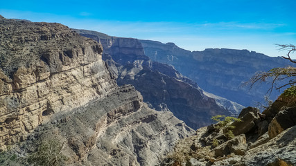 Wadi Ghul aka Grand Canyon of Oman in Jebel Shams Mountains