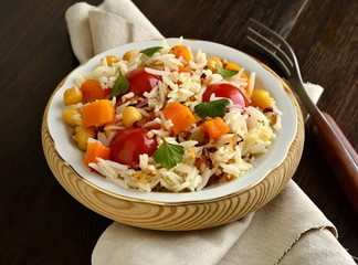 Rice with pumpkin, chickpeas and cherry