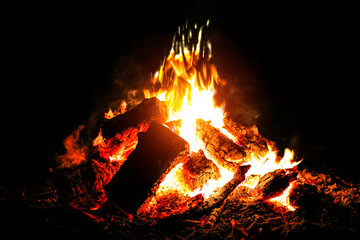 Campfire and free space for your decoration.Dark mood photo.