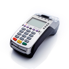 Credit card reader isolated on white background. copy space for text, clipping path