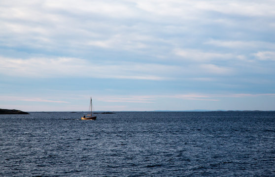 Koster island. A sailboat in the sea