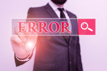Handwriting text Error. Conceptual photo mistake Condition of being wrong in conduct judgement...