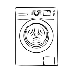 vector illustration of washing machine isolated on white background