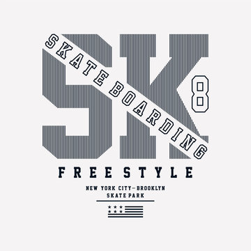 skate boarding typography design t-shirt vector illustration