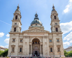 The St Stephen's Basilica in Budapest, Hungary, with the text in latin 