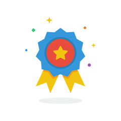 Unique flying Achievement flat badge icon vector for website