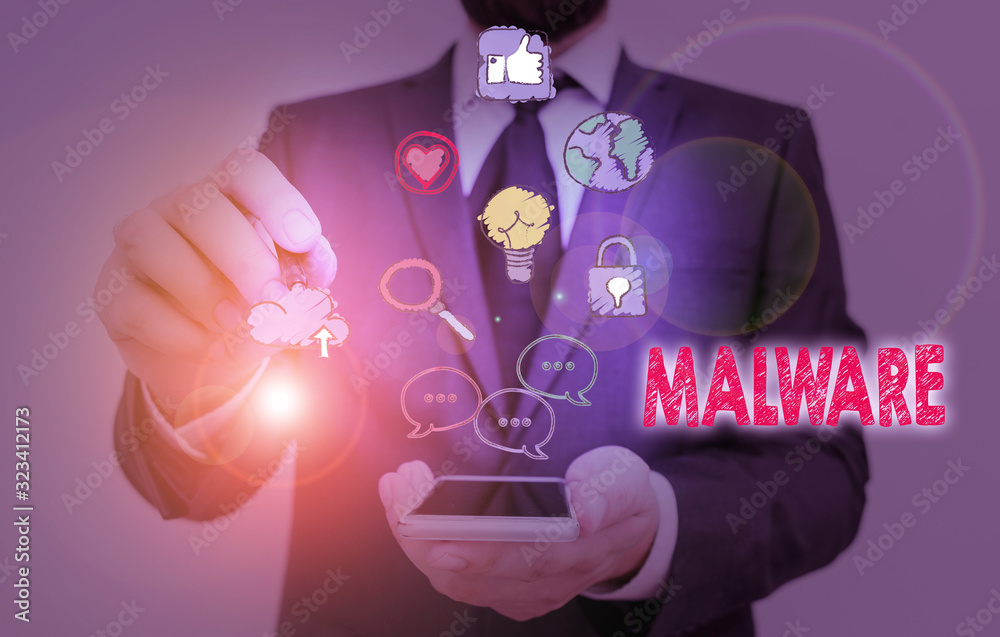 Aufkleber handwriting text writing malware. conceptual photo malicious software or file that is harmful to a c