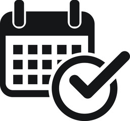 Calendar with check mark. Event planner icon. Meeting schedule icon. Appointment date symbol illustration.Calendar and approved icon vector