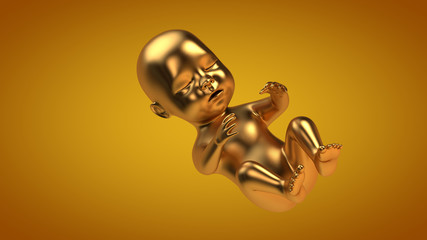 3D illustration of abstract  unborn baby on clean background.
