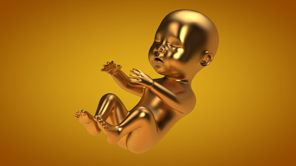 3D illustration of abstract  unborn baby on clean background.