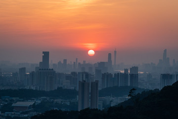 Fototapeta premium city skyline at dusk 