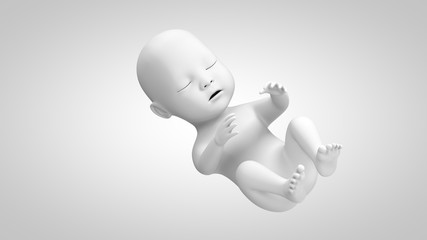 3D illustration of abstract  unborn baby on clean background.