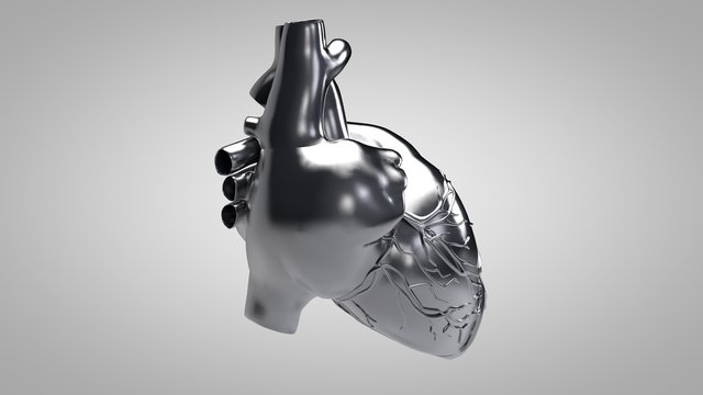 3D illustration of human heart on clean background