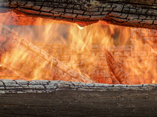 smoke and flames of a campfire