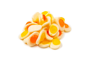 Eggs gummy candies. Top view. Jelly  sweets.