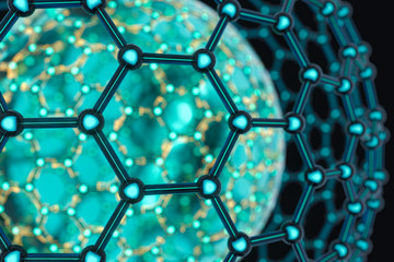 Cells and biological chain,molecules and abstract conception,3d rendering.