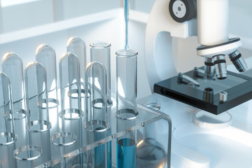 Experimental apparatus with an empty laboratory,white background,3d rendering.