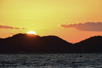 さつき松原から見る夕陽【福岡県宗像市】